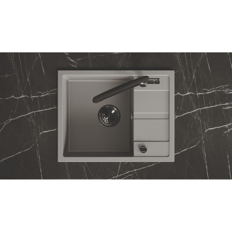 Zlew Zlewozmywak Jednokomorowy Granitowy Szary z Półociekaczem VITI Zlew Zlewozmywak Jednokomorowy Granitowy Szary z Półociekaczem VITI