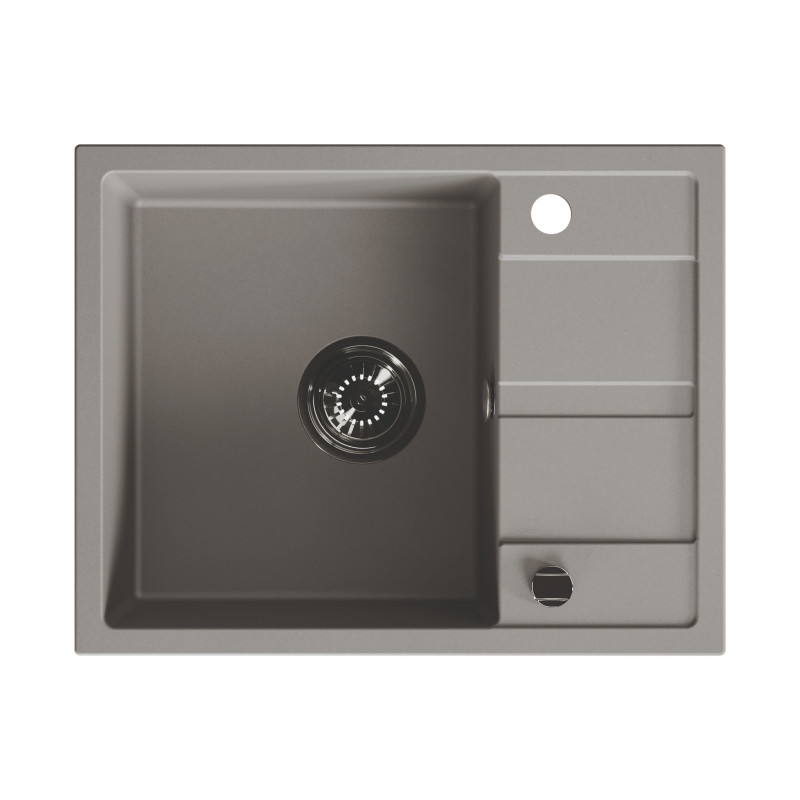 Zlew Zlewozmywak Jednokomorowy Granitowy Szary z Półociekaczem VITI Zlew Zlewozmywak Jednokomorowy Granitowy Szary z Półociekaczem VITI