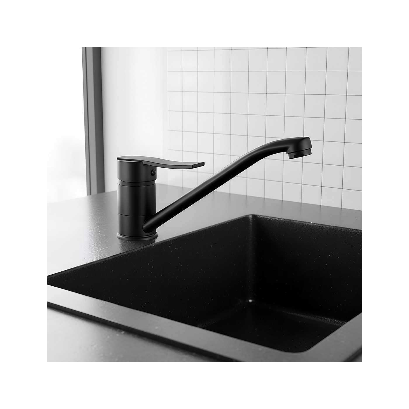 Bateria Zlewozmywakowa Stojąca MADERA Czarna