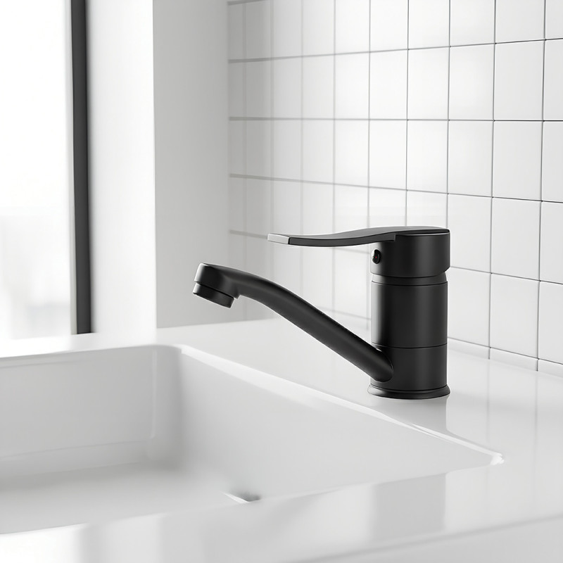 Bateria Umywalkowa z Ruchomą Wylewką MADERA Czarna Stojąca KUCHINOX