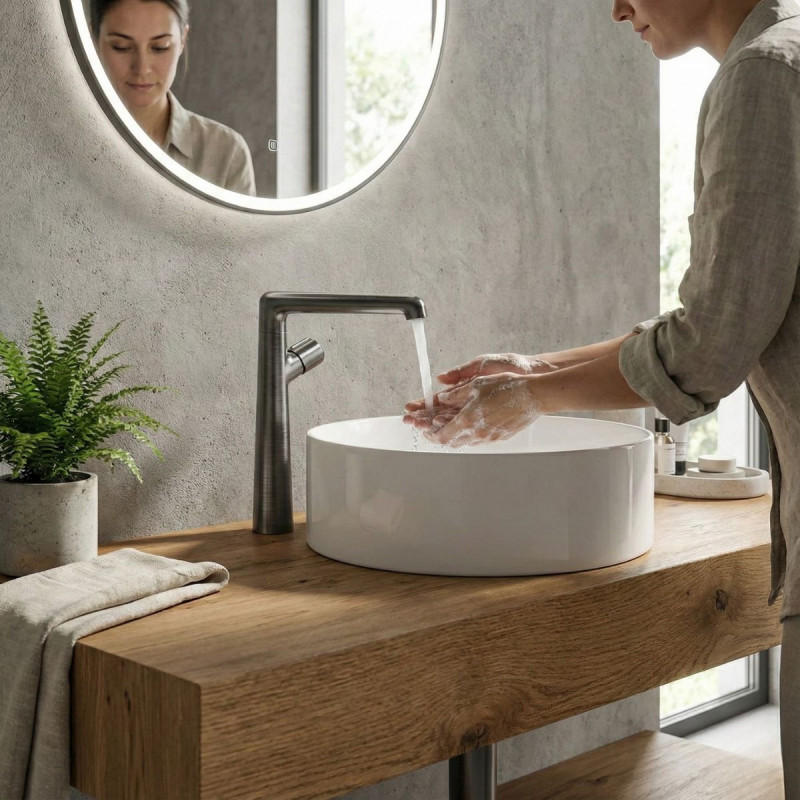 Bateria Umywalkowa Stojąca L Pretto Grafit Bateria Umywalkowa Stojąca L Pretto Grafit