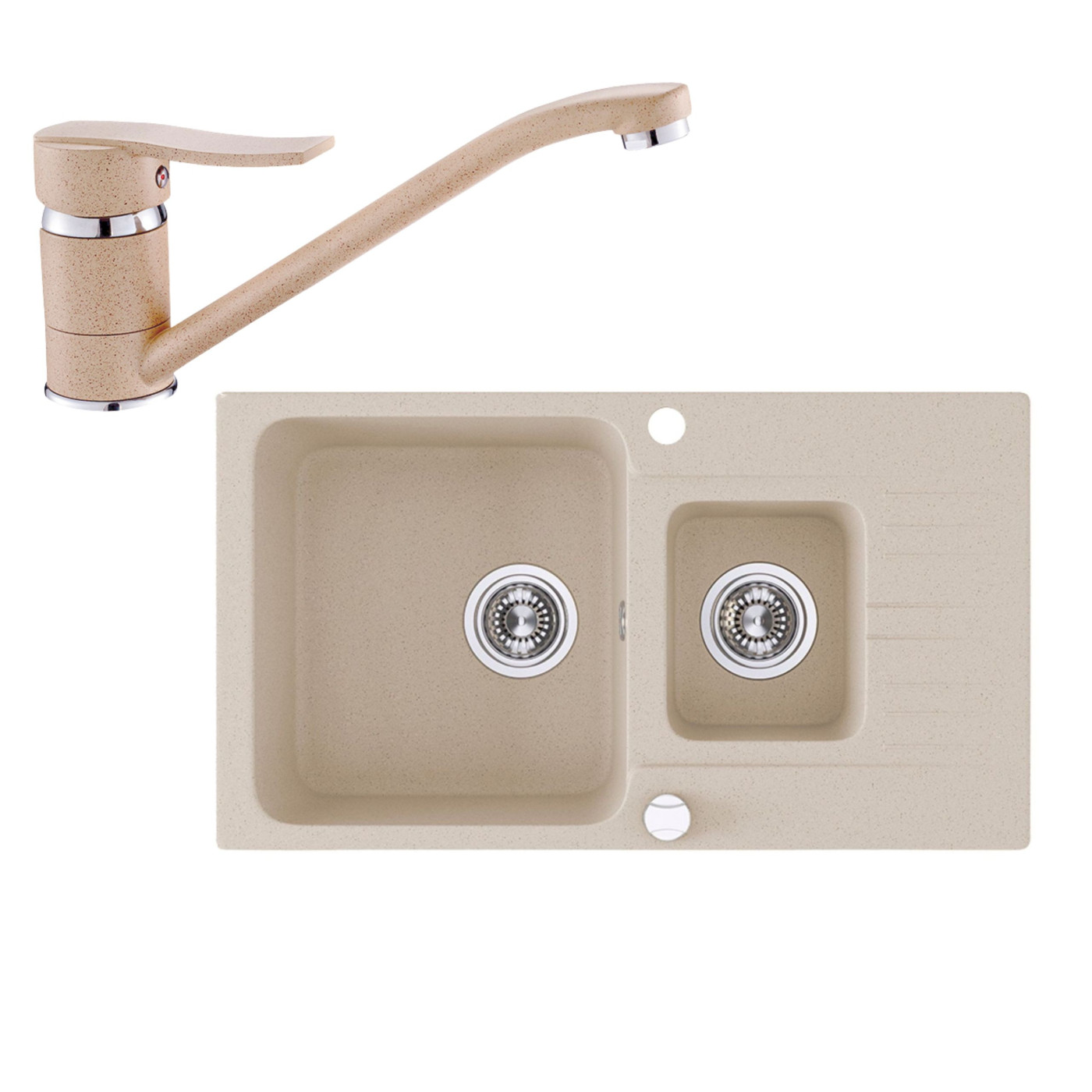 Zlew Zlewozmywak Granitowy 1,5 Komorowy Z Baterią MADAGASKAR