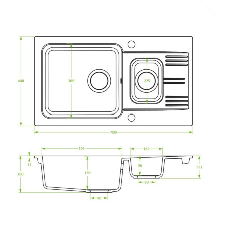 Zlew Zlewozmywak Granitowy 1,5 Komorowy Z Baterią MADAGASKAR Zlew Zlewozmywak Granitowy 1,5 Komorowy Z Baterią MADAGASKAR