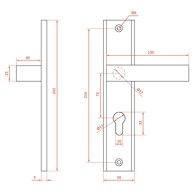 Klamka do Drzwi Zewnętrznych Floko Satyna 72mm