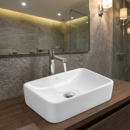 Umywalka Nablatowa Ceramiczna 48,5x29,5 cm Biała KVADRATO Laveo