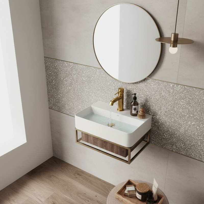 Umywalka Nablatowa Ścienna Ceramiczna Biała KVADRATO Laveo Umywalka Nablatowa Ścienna Ceramiczna Biała KVADRATO Laveo