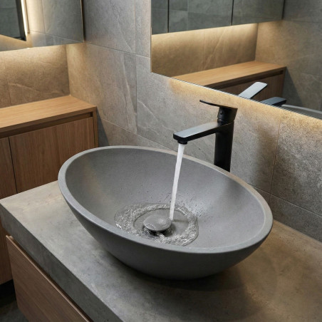 Umywalka Nablatowa Granitowa Szara Umywalka do Łazienki Laveo VELA
