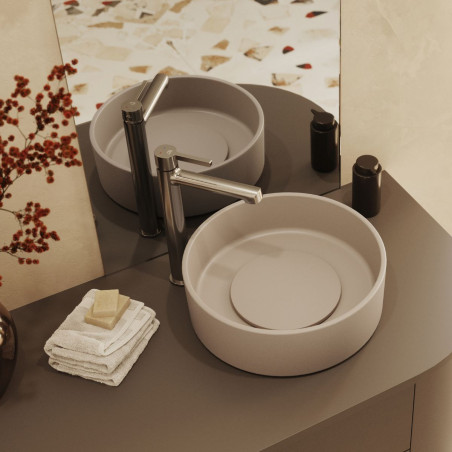 Umywalka Nablatowa Granitowa Beżowa Umywalka do Łazienki Laveo Perl