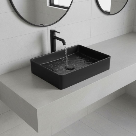 Umywalka Nablatowa Ceramiczna Czarna KVADRATO