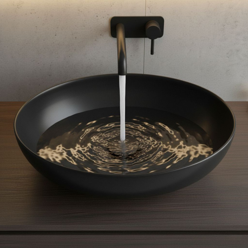 Umywalka Nablatowa Ceramiczna Owalna Czarna DESNA