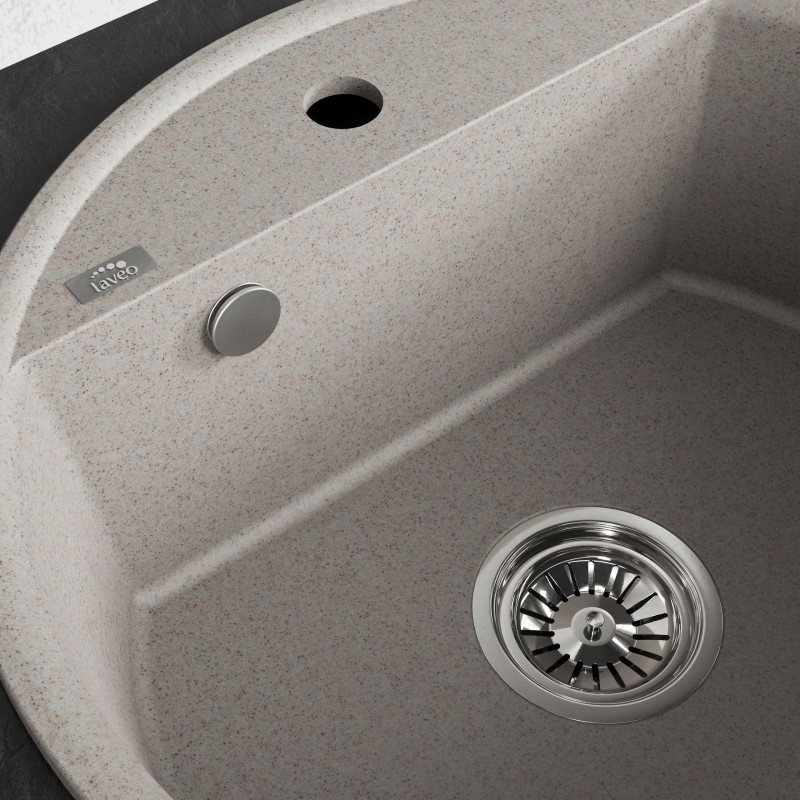 Zlewozmywak Granitowy Okrągły Beżowy Muna Zlewozmywak Granitowy Okrągły Beżowy Muna