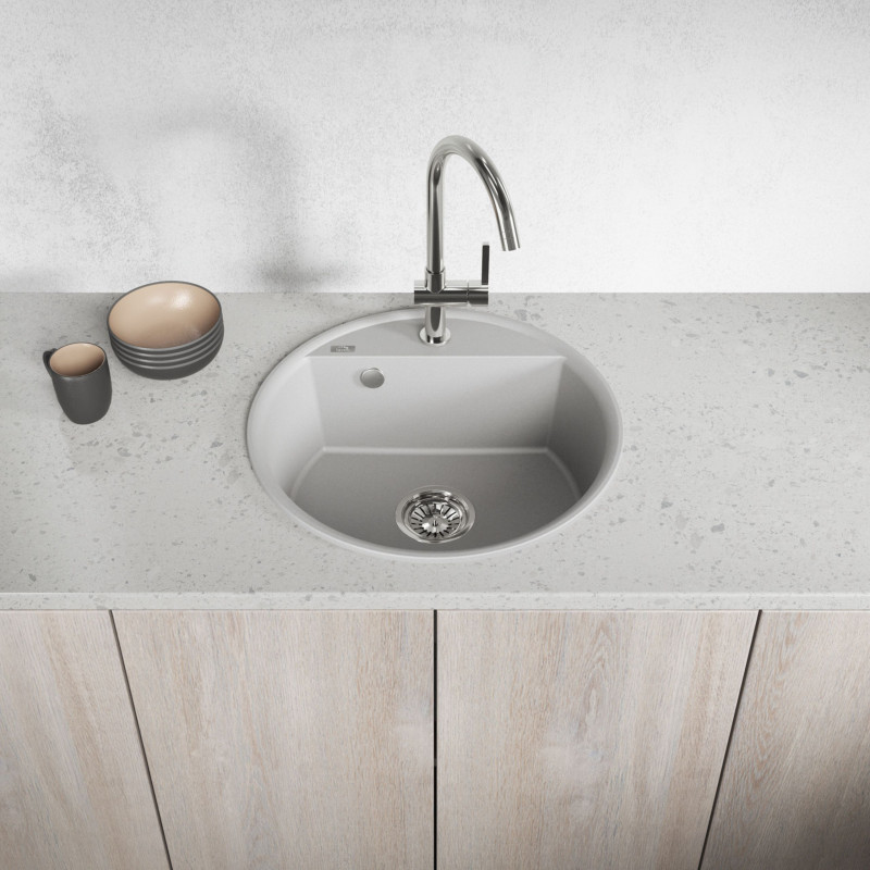 Zlewozmywak Granitowy Okrągły Szary Muna