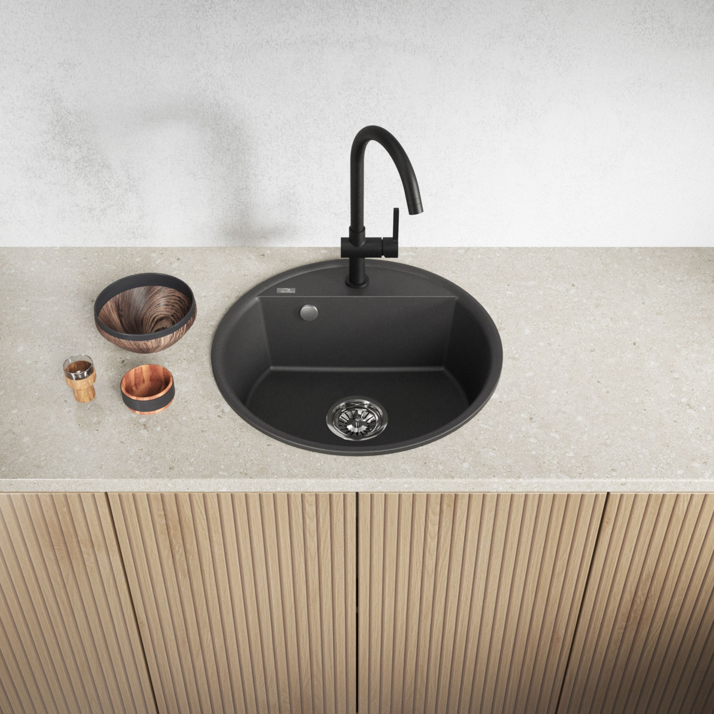 Zlewozmywak Granitowy Okrągły Czarny Muna Zlewozmywak Granitowy Okrągły Czarny Muna