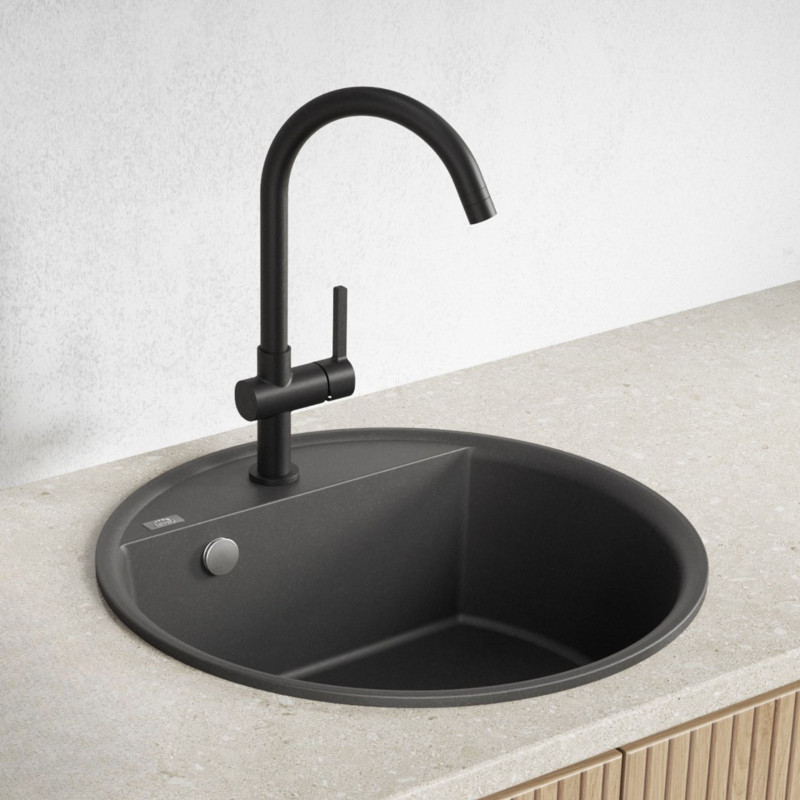 Zlewozmywak Granitowy Okrągły Czarny Muna Zlewozmywak Granitowy Okrągły Czarny Muna