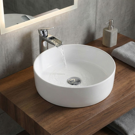 Umywalka Nablatowa Ceramiczna Okrągła Biała DESNA