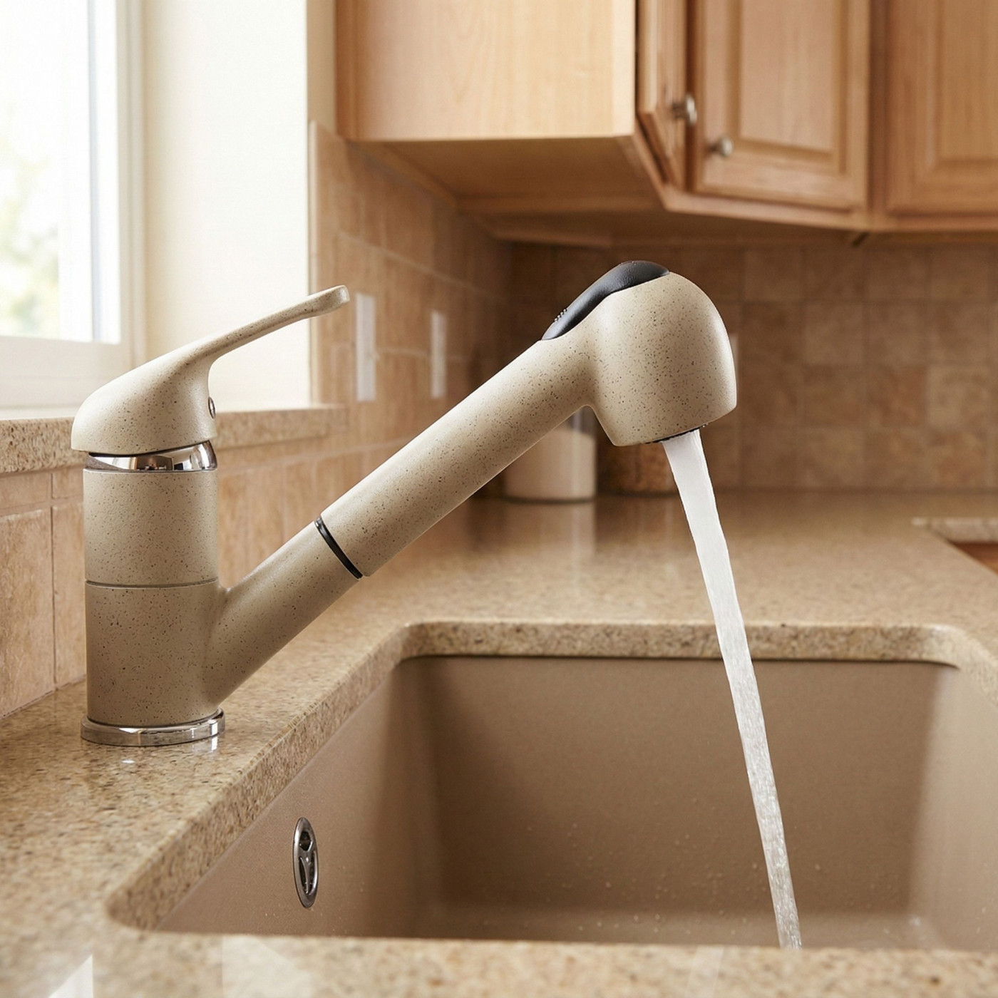 Bateria Zlewozmywakowa Stojąca z wyciąganą wylewką Beżowa DAGA Bateria Zlewozmywakowa Stojąca z wyciąganą wylewką Beżowa DAGA