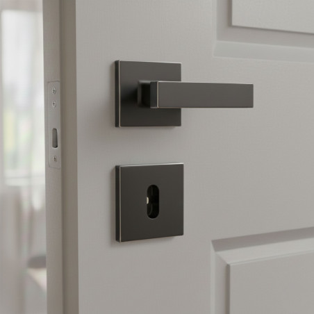 Rozety Kwadratowe Klucz Szyldy do Klamki Wewnętrznej Czarne Rozety Kwadratowe Klucz Szyldy do Klamki Wewnętrznej Czarne