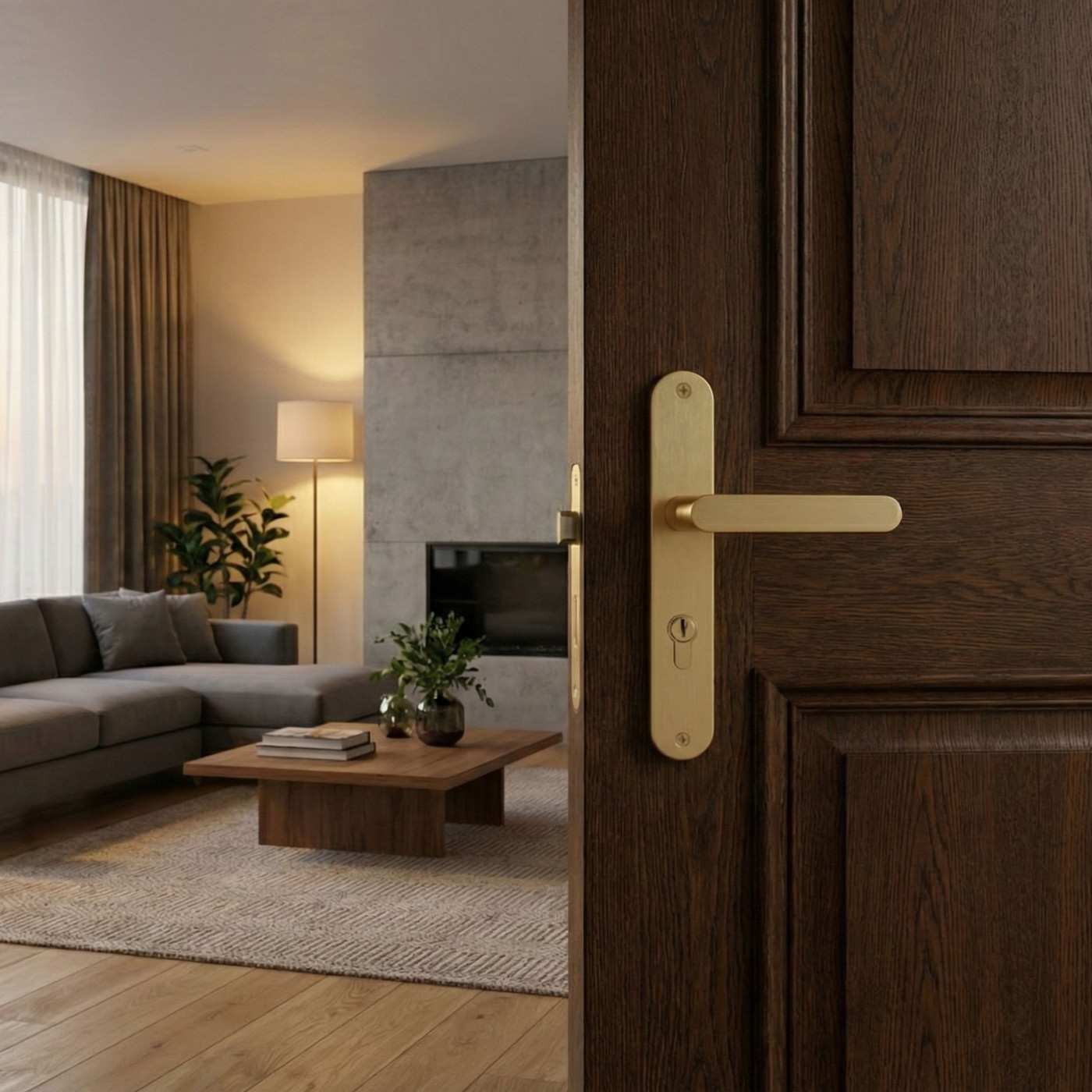 Klamka Wewnętrzna na szyldzie długim na wkładkę Malaga Złota Kuchinox