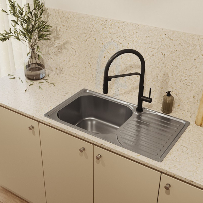 Bateria Zlewozmywakowa Stojąca z wylewką U SILUETTO Czarna Kuchinox