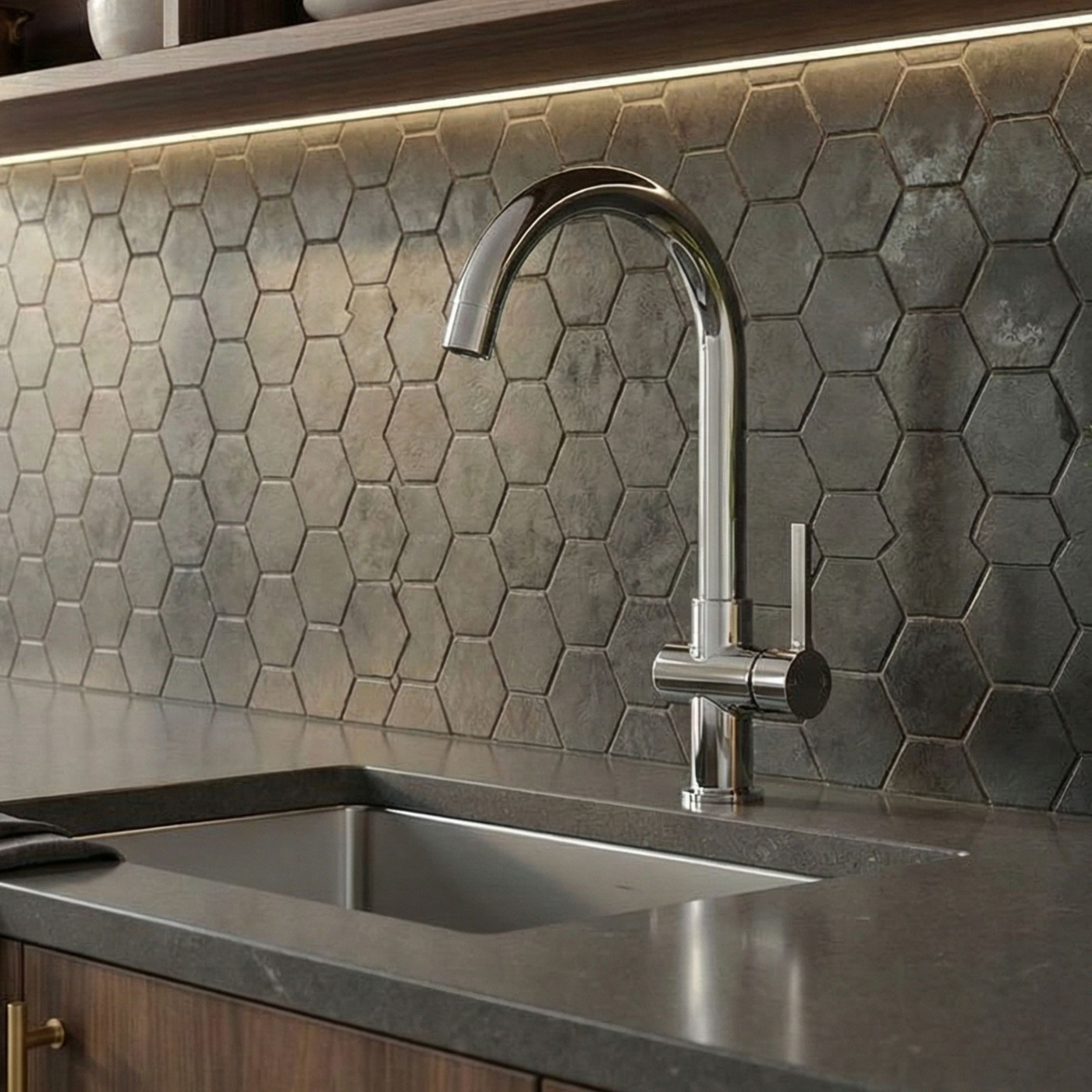 Bateria Zlewozmywakowa Stojąca z wylewką U ALITA Chrom Laveo