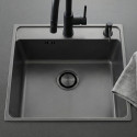 Zlewozmywak Jednokomorowy Zlew Stalowy z Syfonem BESOS Grafit Len