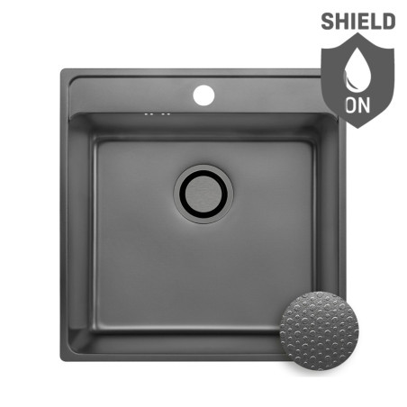 Zlewozmywak Jednokomorowy Zlew Stalowy z Syfonem BESOS Grafit Len Zlewozmywak Jednokomorowy Zlew Stalowy z Syfonem BESOS Grafit Len