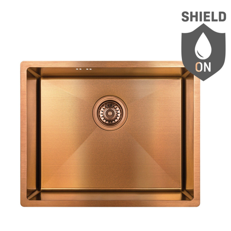 Zlew Zlewozmywak Jednokomorowy Stalowy z Syfonem Miedź Marmara