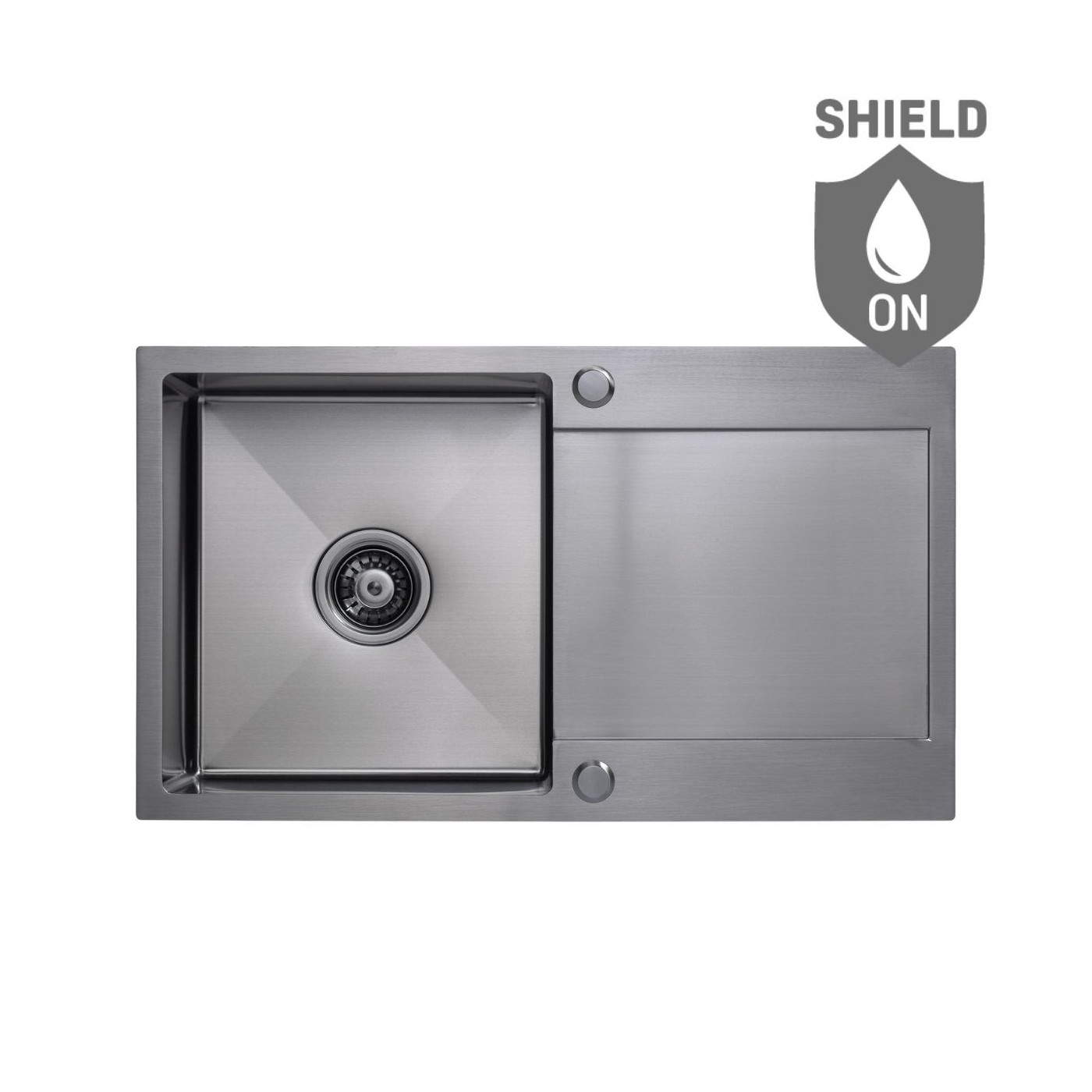 Zlewozmywak Jednokomorowy z Ociekaczem  Stalowy z Syfonem Grafit Marmara