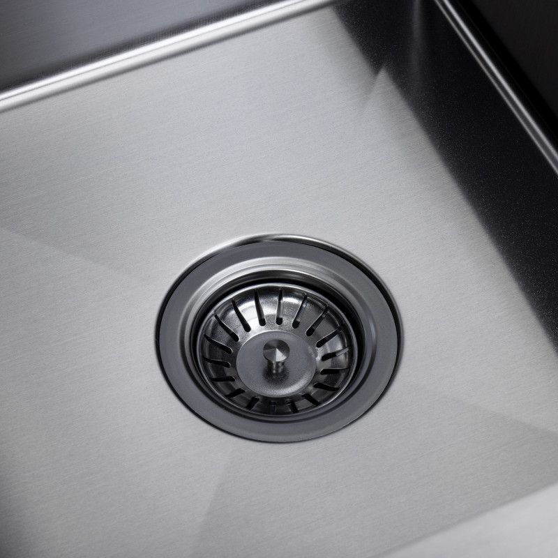 Zlewozmywak Jednokomorowy z Ociekaczem  Stalowy z Syfonem Grafit Marmara