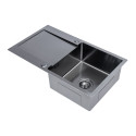 Zlewozmywak Jednokomorowy z Ociekaczem  Stalowy z Syfonem Grafit Marmara