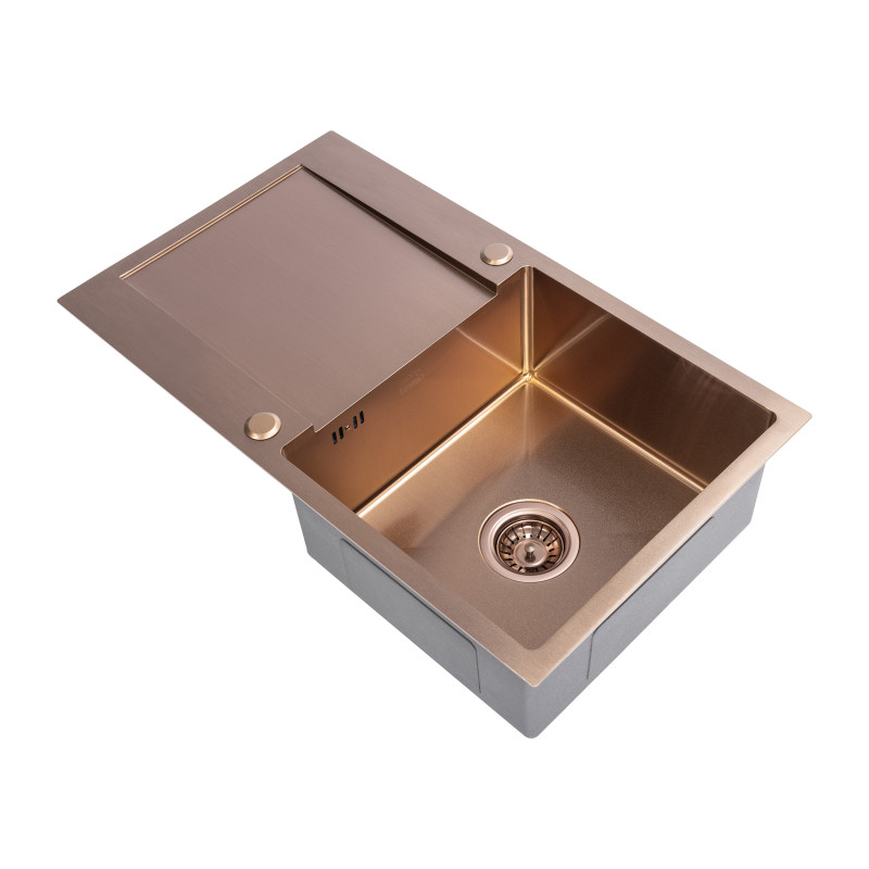 Zlewozmywak Jednokomorowy z Ociekaczem Stalowy Miedź Marmara