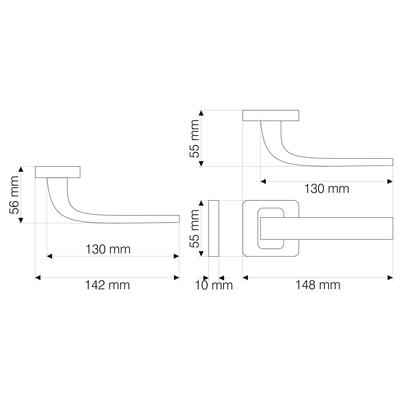 Klamka Wewnętrzna TIMOR Satyna/chrom