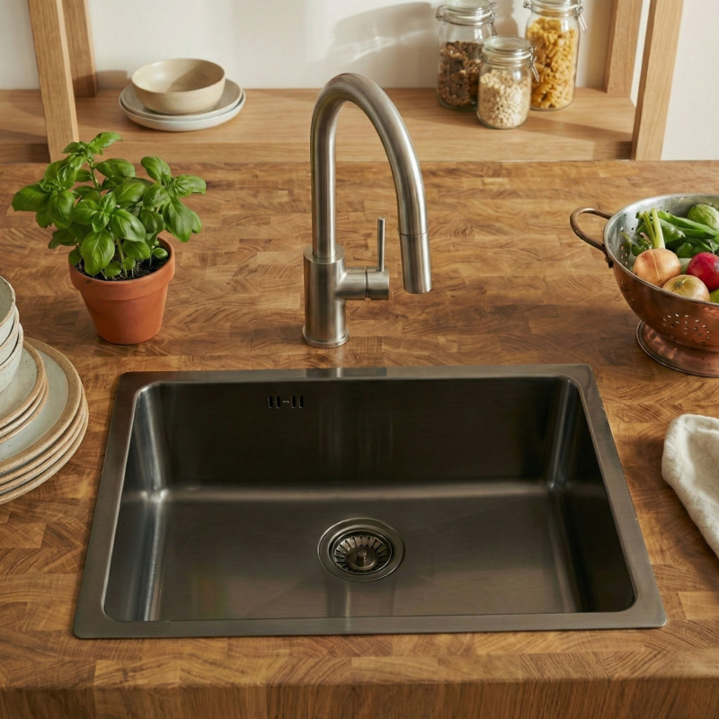 Zlewozmywak Jednokomorowy Stalowy Podwieszany ADEN Grafit