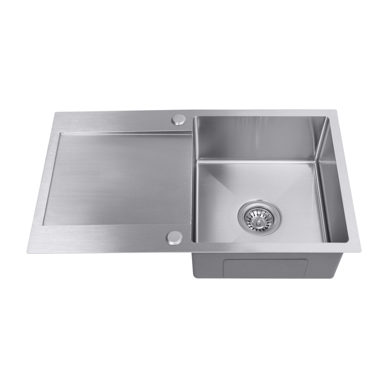 Zlew Zlewozmywak Jednokomorowy z Ociekaczem Stalowy z Syfonem INOX Marmara