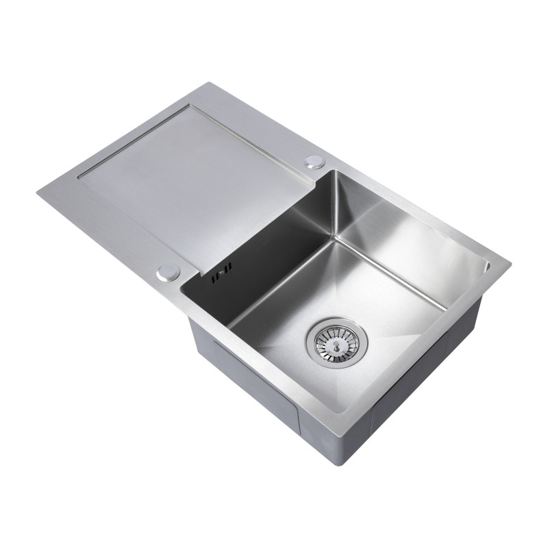 Zlew Zlewozmywak Jednokomorowy z Ociekaczem Stalowy z Syfonem INOX Marmara