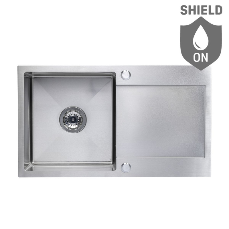 Zlew Zlewozmywak Jednokomorowy z Ociekaczem Stalowy z Syfonem INOX Marmara