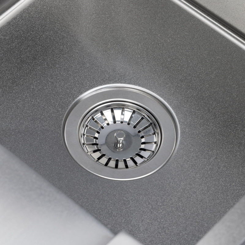 Zlew Zlewozmywak Jednokomorowy z Ociekaczem Stalowy z Syfonem INOX Marmara