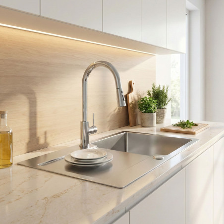 Zlew Zlewozmywak Jednokomorowy z Ociekaczem Stalowy z Syfonem INOX Marmara Zlew Zlewozmywak Jednokomorowy z Ociekaczem Stalowy z Syfonem INOX Marmara