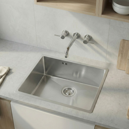 Zlew Zlewozmywak Jednokomorowy Stalowy z Syfonem Inox Marmara