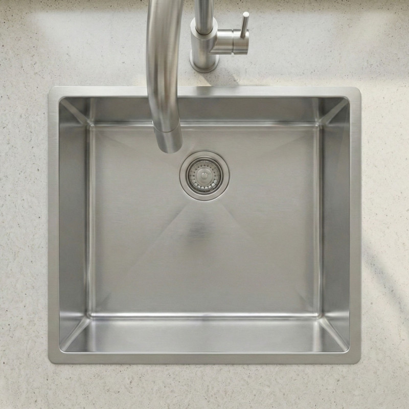 Zlew Zlewozmywak Jednokomorowy Stalowy z Syfonem Inox Marmara