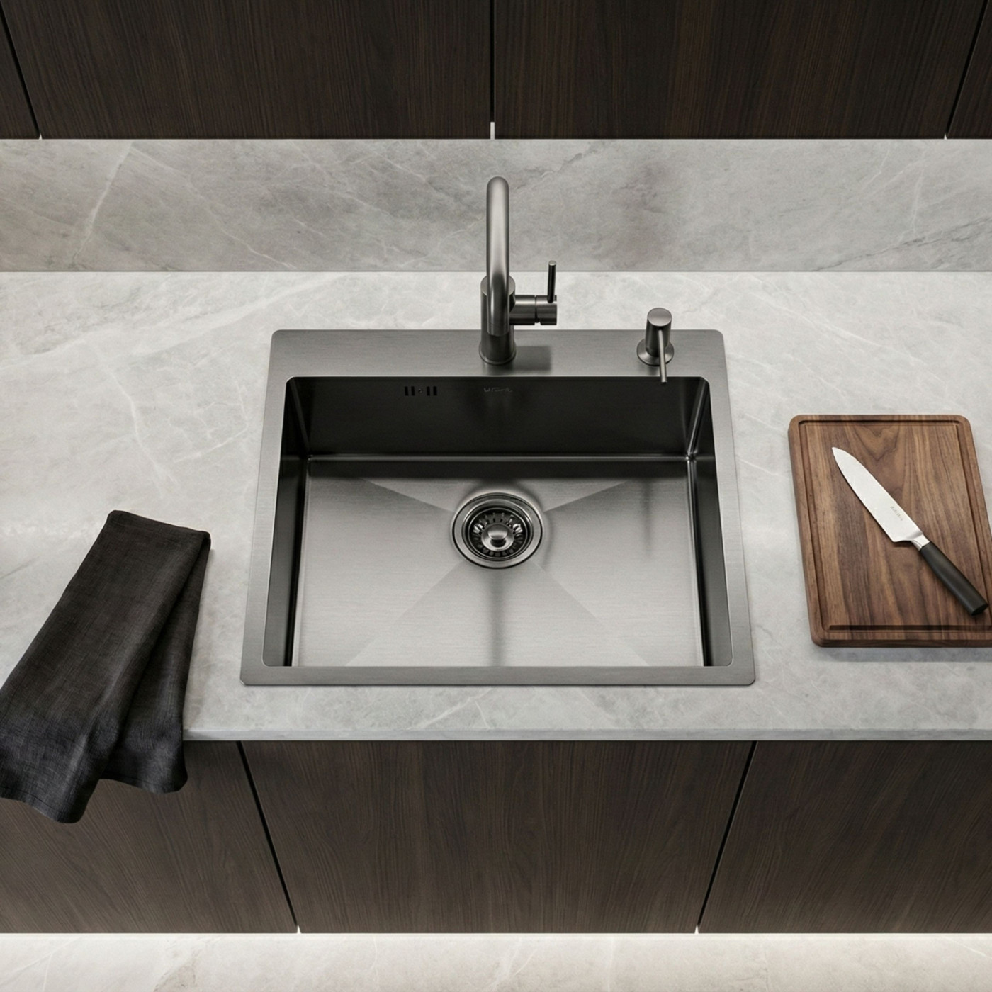 Zlewozmywak Jednokomorowy Wpuszczany Stalowy Grafit MARMARA Laveo Zlewozmywak Jednokomorowy Wpuszczany Stalowy Grafit MARMARA Laveo