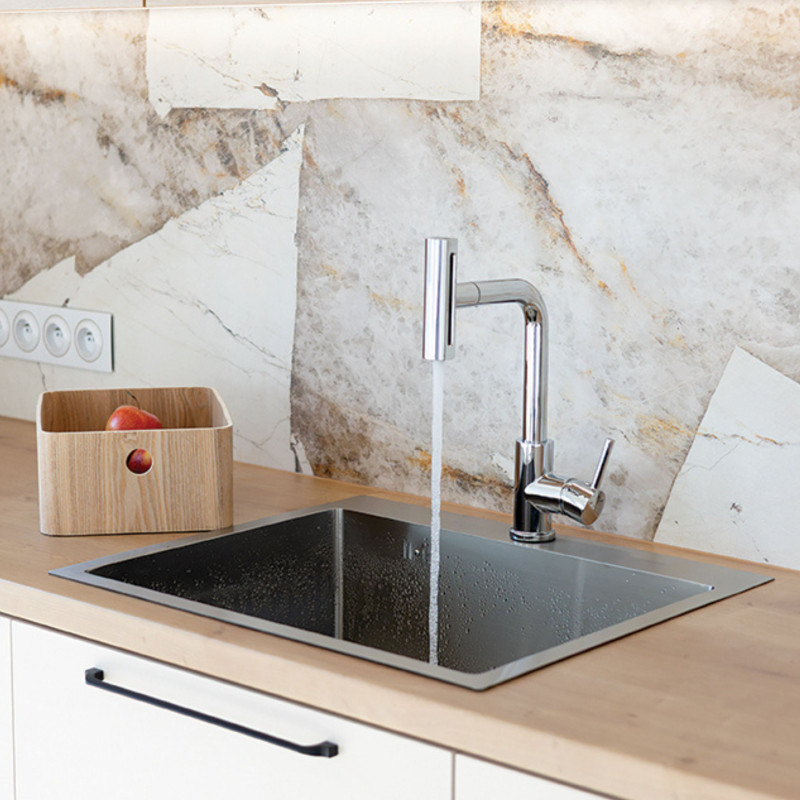 Bateria Zlewozmywakowa Stojąca z Wyciąganą Wielofunkcyjną Wylewką Rotaro Chrom