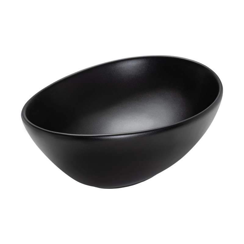 Umywalka Nablatowa Ceramiczna Owalna 41x33 cm Czarna DESNA Laveo