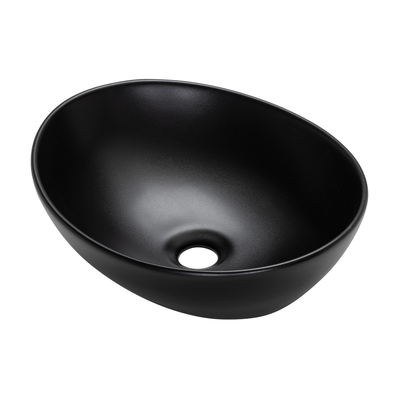 Umywalka Nablatowa Ceramiczna Owalna 41x33 cm Czarna DESNA Laveo