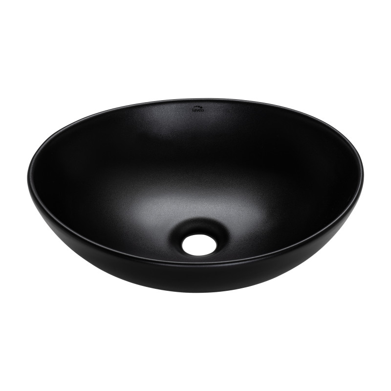 Umywalka Nablatowa Ceramiczna Owalna 41x33 cm Czarna DESNA Laveo