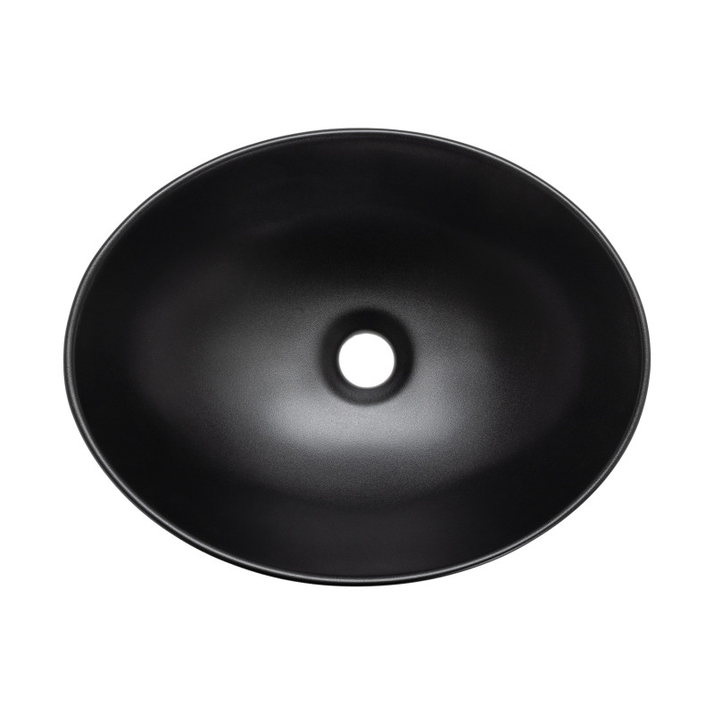 Umywalka Nablatowa Ceramiczna Owalna 41x33 cm Czarna DESNA Laveo