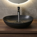 Umywalka Nablatowa Ceramiczna Owalna 41x33 cm Czarna DESNA Laveo