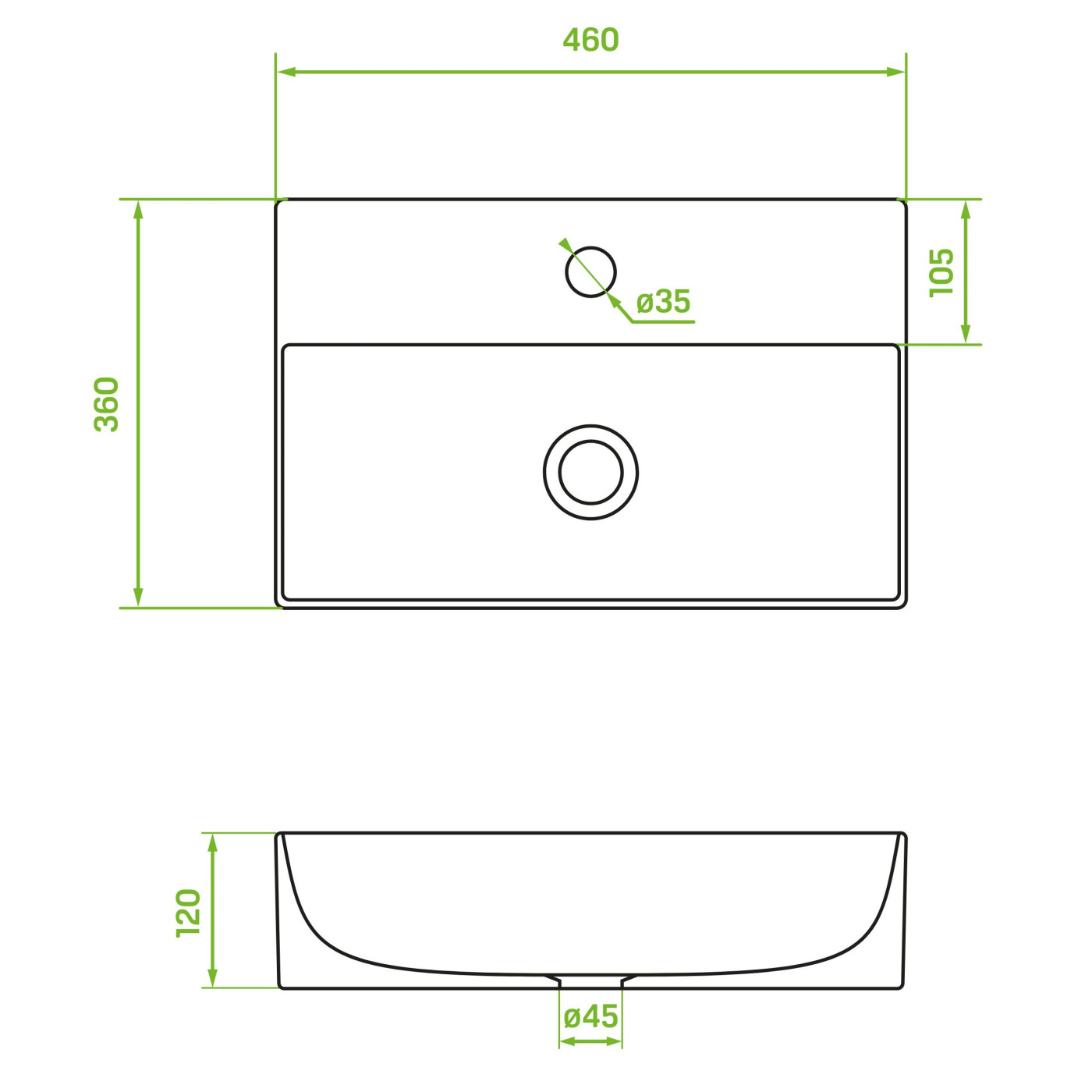 Umywalka Nablatowa Ścienna Ceramiczna Kvadrato Umywalka Nablatowa Ścienna Ceramiczna Kvadrato