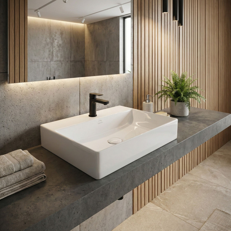 Umywalka Nablatowa Ścienna Ceramiczna Kvadrato Umywalka Nablatowa Ścienna Ceramiczna Kvadrato