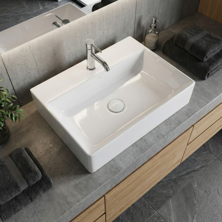 Umywalka Nablatowa Ścienna Ceramiczna Kvadrato Umywalka Nablatowa Ścienna Ceramiczna Kvadrato